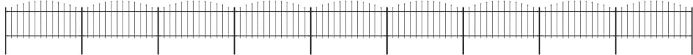 vidaxl Panele ogrodzeniowe z grotami, stal, (0,5-0,75) x 15,3 m, czarne