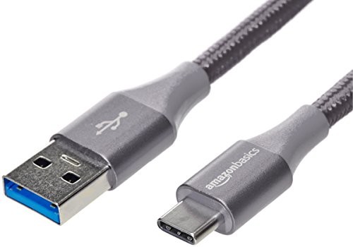 AmazonBasics Double Braided Nylon USB Type-C to Type-A 3.1 Gen 1 Cable, ciemnoszary 1,8 m UTC-C-A-3.1-Gen 1-6FT-GRY