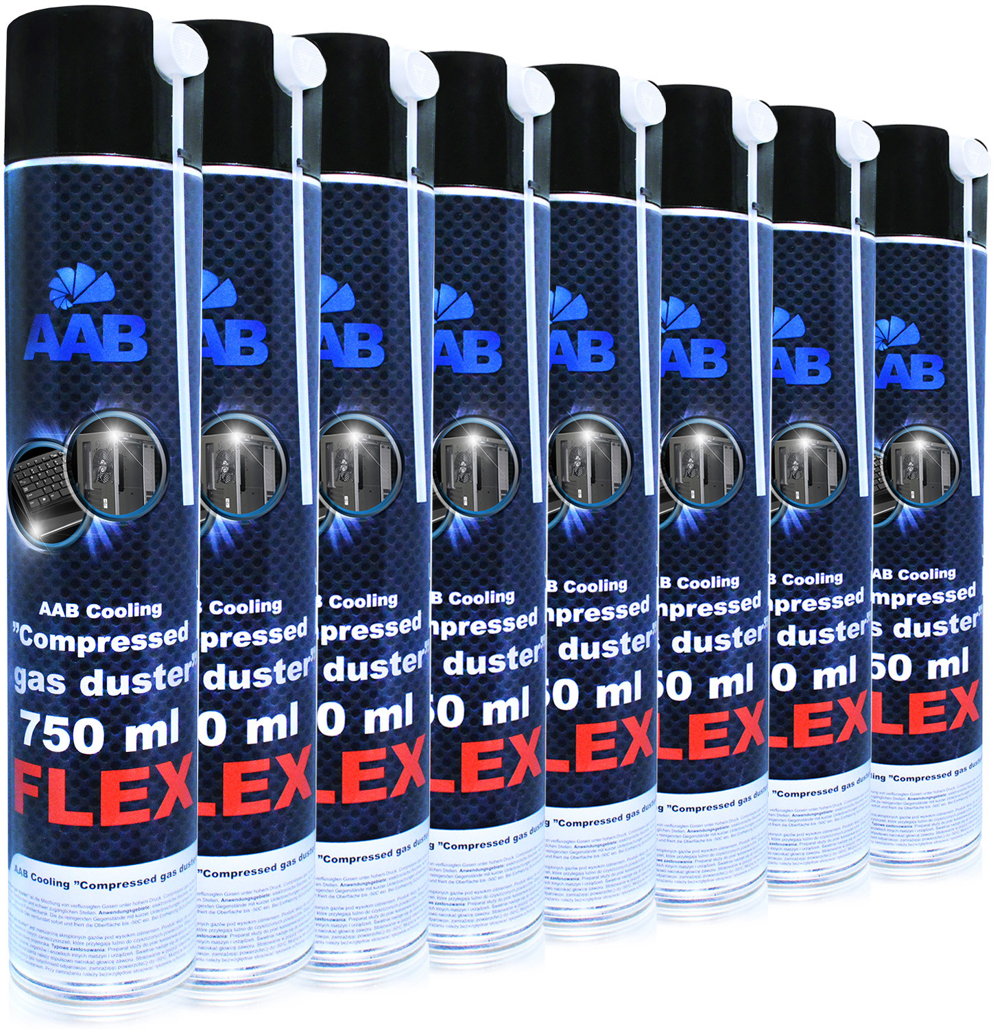 8x Aabcooling Sprężone-powietrze 750ml RURKA-60cm
