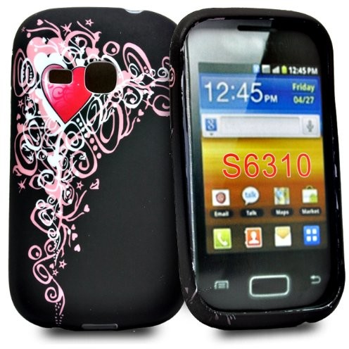 Accessory Master 5055716333558 kwiaty serduszka silikonowy pokrowiec ochronny do Samsung Galaxy Young S6310 Czerwony 5055716333558