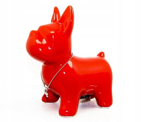 SKARBONKA Duża ceramiczna czerwony Pies Buldog