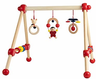 Bieco trapez | łuk do zabawy dla dzieci, figurki, grzechotki, kule | łuk do zabawy z drewna dla niemowląt | drewno Baby Mobile | Activity Center Baby Gym | drewniana zabawka dla niemowląt