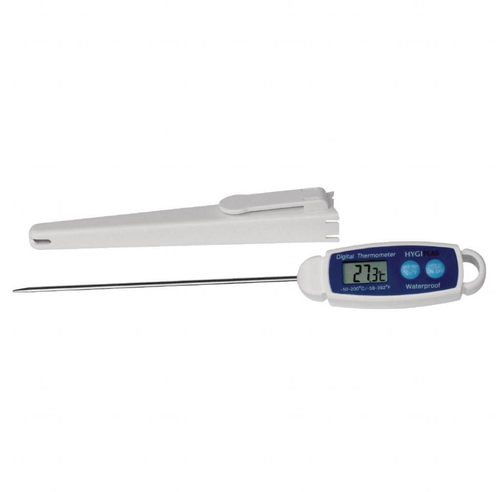 Hygiplas Termometr cyfrowy wodoodporny | długość 200mm | - 50°C do +200°C. GH628