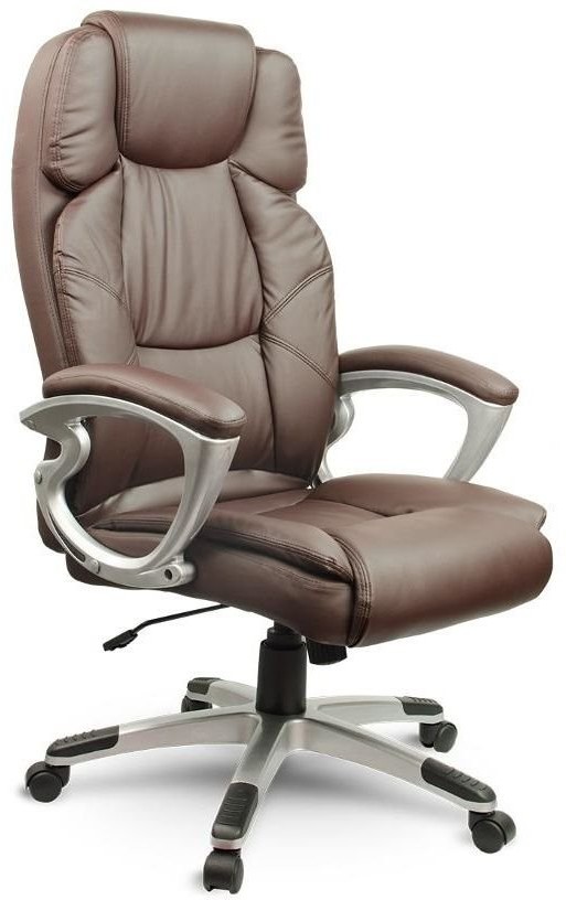 Eago Fotel biurowy skórzany EG227, brązowy