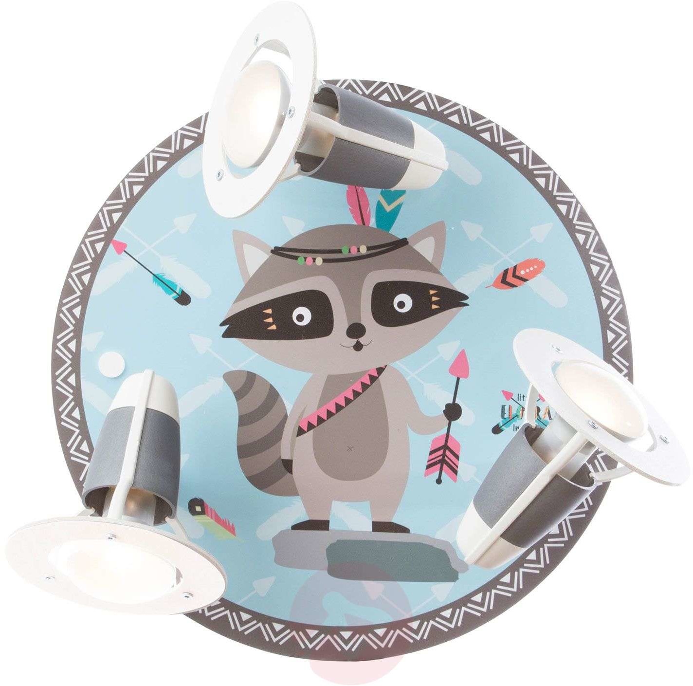 Elobra Deckenlampe Little Indians, Waschbär Oskar, blau
