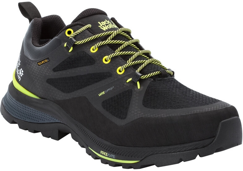 Jack Wolfskin Force Striker Texapore Buty Mężczyźni, czarny/żółty UK 10,5 | EU 45 2021 Buty turystyczne 4038841-6084105