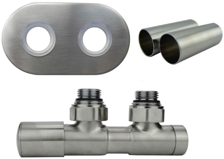 Varioterm Zawór regulacyjny 50mm TWINS All in One bez złączek - nikiel szlifowany rozeta owalna zespolona 1szt lewa A000M873A008/L(X)