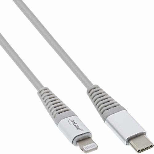 InLine 31450A USB-C kabel Lightning do iPada, iPhone'a, iPoda, srebrny/aluminiowy, 1 m 31450A