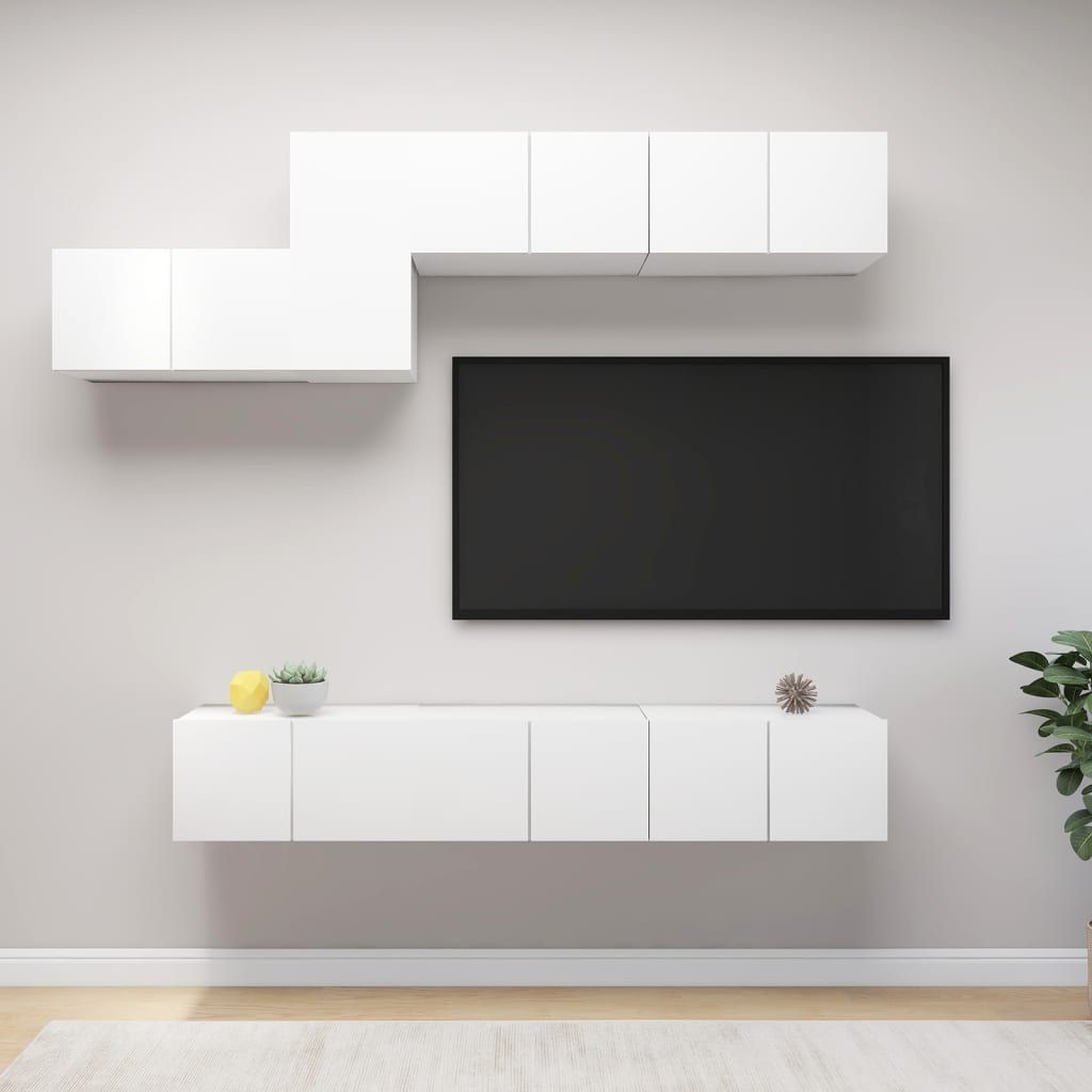 vidaXL 7-cz zestaw szafek TV biały płyta wiórowa 3078729