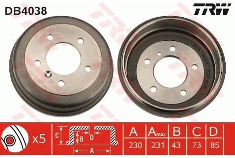 TRW Bęben hamulcowy DB4038