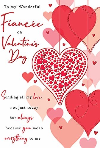 PG to My Wonderful Fiancee Hearts & Words Design duża kartka na walentynki A50225