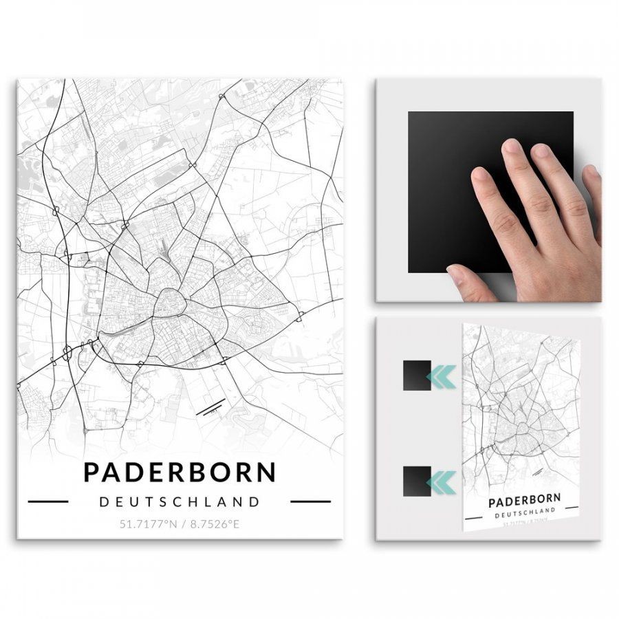 Pix4home Plakat metalowy Mapa B&W Paderborn L POS-L-03281