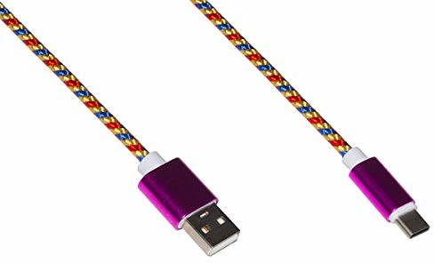 Unbekannt Kabel USB typ C 1 m pleciona osłona kolor mieszany/złoty/niebieski do 2 amperów LKGZ27