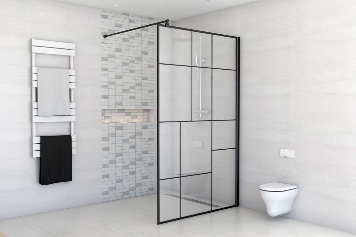 Sea-horse Ścianka prysznicowa 90x200 cm Nero Tetris Loft czarny mat BK251T09A7