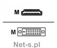 Sharkoon HDMI DVI-D 24+1 1m kabel adapter czarny
