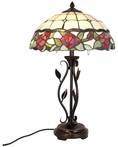 Lumilamp 5LL-5785 lampa stołowa lampa stołowa Tiffany styl  35 * 61 cm 2X E27/60W dekoracyjne kolorowe szkło Tiffany styl