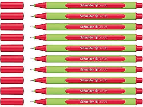 Schneider Line-Up Fineliner (trójkątny cienkopis, grubość kreski 0,4 mm, obudowa z biobazowanego tworzywa sztucznego) romantyczna czerwień, 10 sztuk 191002