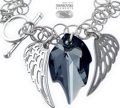 Swarovski Arande Unikat bransoletka Crystals Night Angel Wing Srebro 3868328602