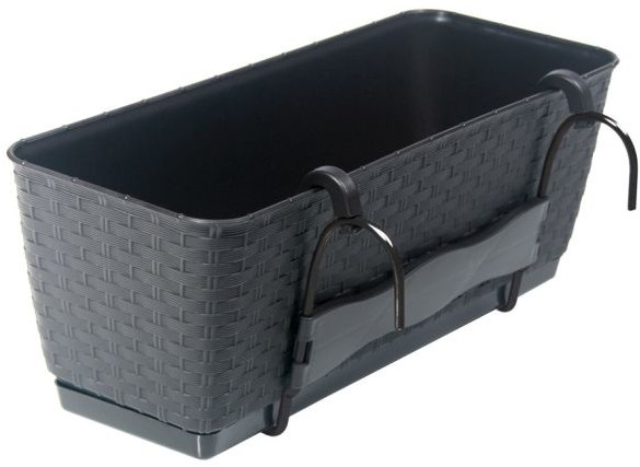 Prosperplast Doniczka Ratolla PW antracyt 40 cm + haki