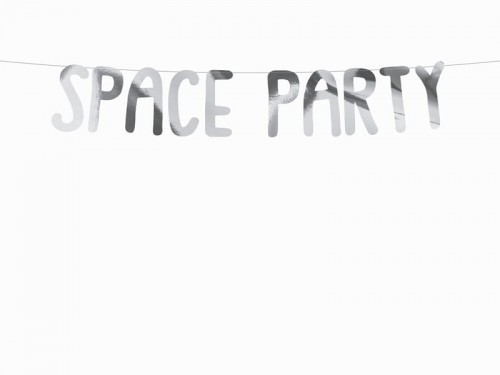 PartyDeco Baner Kosmos - Space Party, srebrny, 13x96cm GRL72-018M