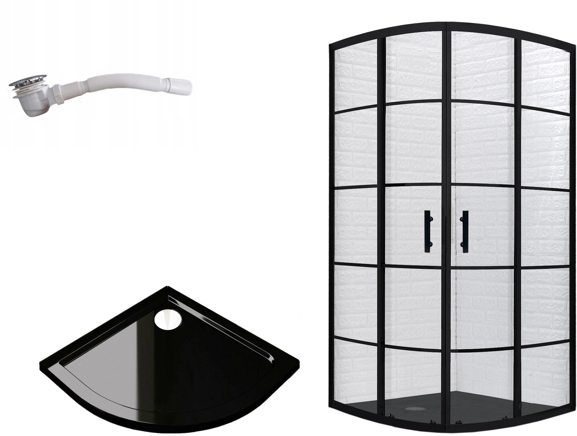 Toule24 Kabina prysznicowa BLACK LOFT czarna w szprosy 80 kab_zes_lisa80x5_cza_szp