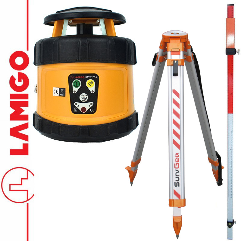 LAMIGO Niwelator laserowy SPIN 205 + Statyw aluminiowy + Łata laserowa 2,4m 133010 + 1009105 + 1009200