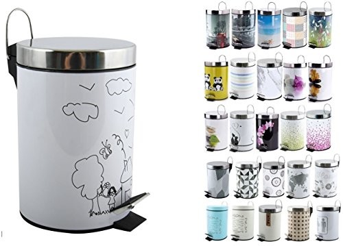 MSV 100486 kosz na śmieci z pedałem, motyw/polipropylenu, 3 L, nadruk wykonany ze stali nierdzewnej, przedszkola 2029/100486