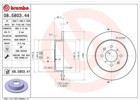 BREMBO Tarcza hamulcowa 08.5803.41