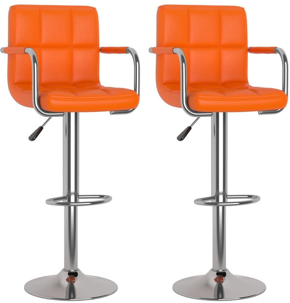vidaXL Stołki barowe, 2 szt., pomarańczowe, obite sztuczną skórą