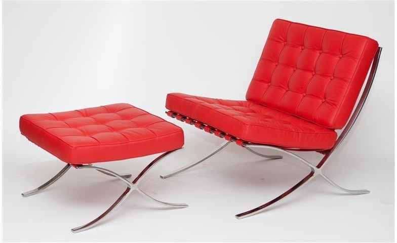 D2.Design Fotel z podnóżkiem BA1 skóra czerwona 82968