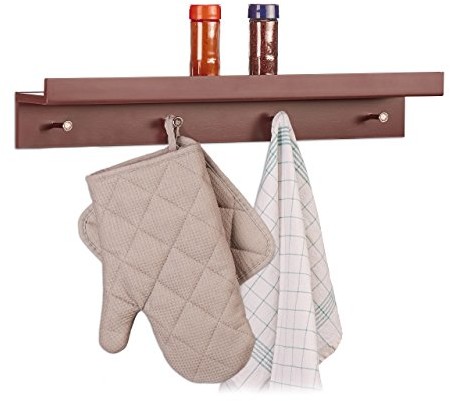 Relaxdays listwa z haczykami wieszak, wieszak na ubrania z 4 haczykami i półką, MDF, wys. x szer. x gł.: 10 x 60 x 11,5 cm, różne kolory 10021908_93