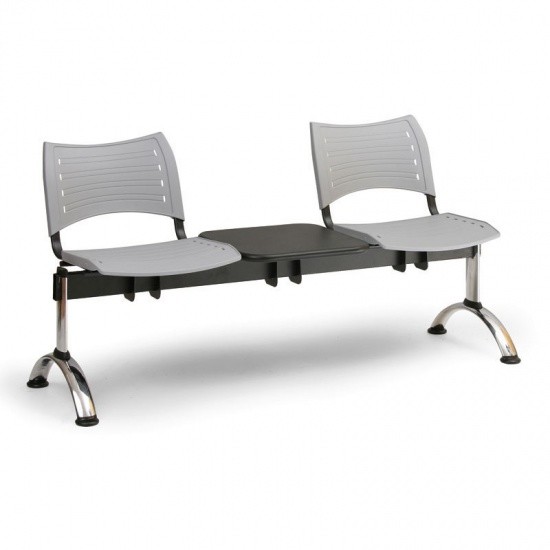 B2B Partner Plastikowe ławki VISIO, 2 siedzenia + stołek, chromowane nogi 150516