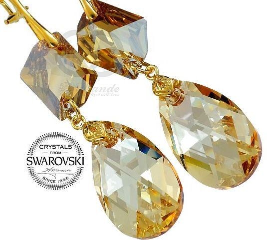 Swarovski piękne klipsy GOLDEN 28+20 ZŁOTE SREBRO