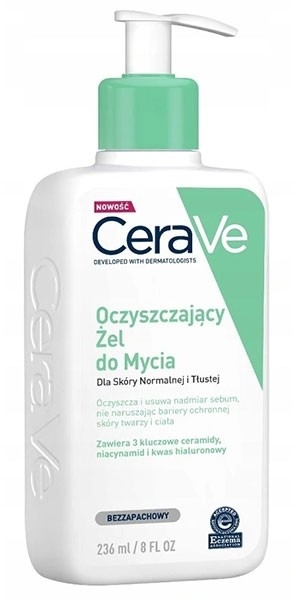 LOréal CeraVe oczyszczający żel do mycia ciała i twarzy 236ml + CeraVe emulsja do mycia 88ml GRATIS