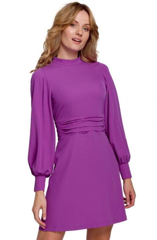 SukienkiShop Elegancka sukienka mini z bufiastymi rękawami - SukienkiShop