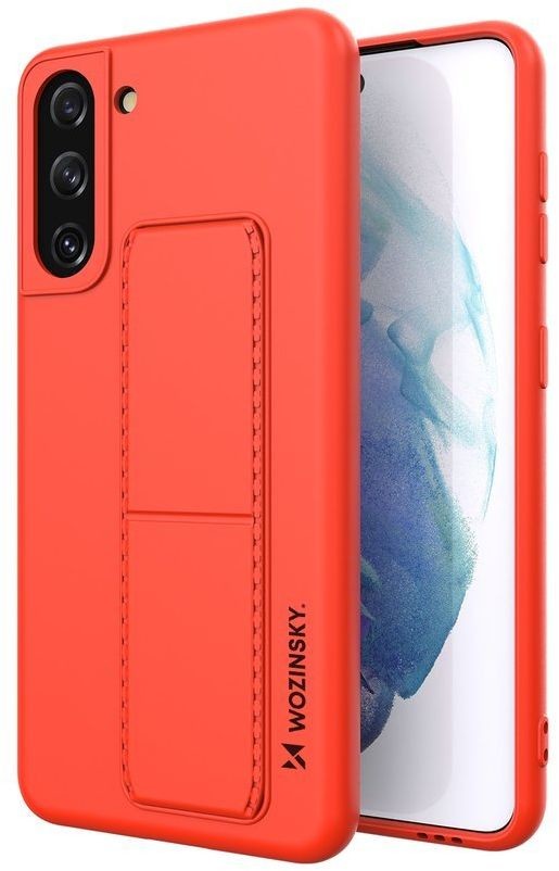 Wozinsky Kickstand Case elastyczne silikonowe etui z podstawką Samsung Galaxy S21+ 5G (S21 Plus 5G) czerwony