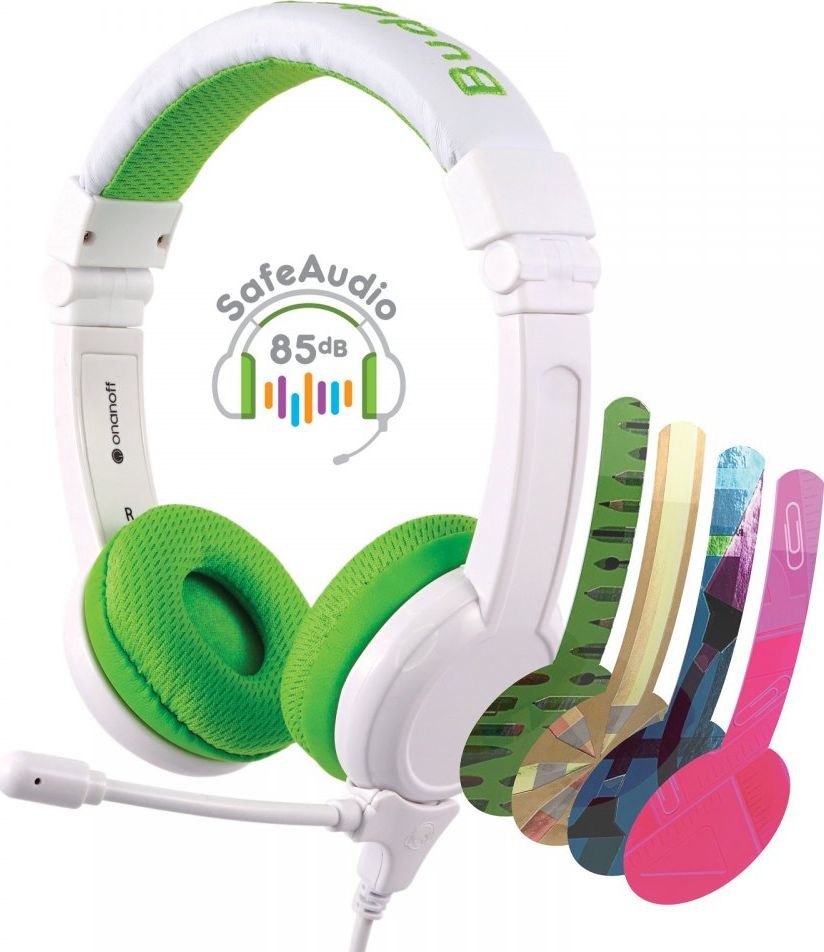 BuddyPhones Słuchawki School+ Słuchawki dla Dzieci 3+ 85dB z Mikrofonem Zielone BP-SCHOOLP-GREEN