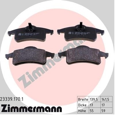 ZIMMERMANN Zestaw klocków hamulcowych, hamulce tarczowe 23339.170.1