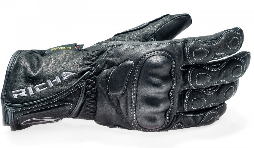 RICHA - ODZIEŻ I OBUWIE MOTOCYKLOWE RICHA WATERPROOF RACING Wyścigowe męskie rękawice motocyklowe z membraną czarne : Rozmiar - M 5WR100/M