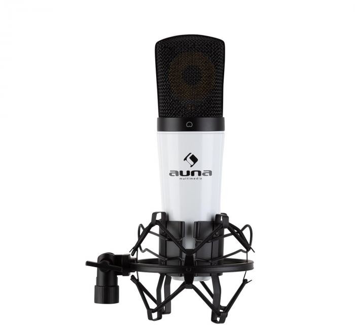 Auna MIC-920 USB, mikrofon pojemnościowy, USB, wyjście słuchawkowe, plug & play, biały HKMIC-Mic920 WhiteBk