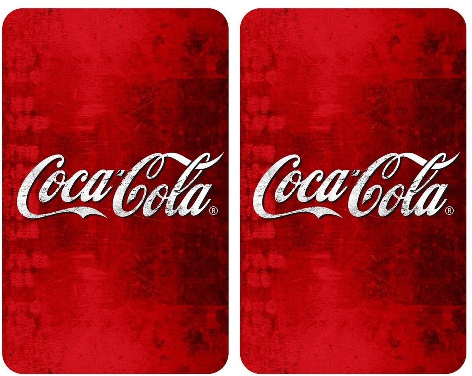 Wenko Zestaw 2 ochronnych płyt ze szkła hartowanego Coca-Cola 30x52 cm kolor czerwony odporne na zarysowania i uderzenia logo Coca-Cola B0791H1ZFD