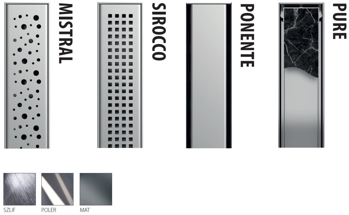Wiper New Premium Slim Ponente Zestaw Odpływ liniowy 120 cm mat 100.3387.03.120