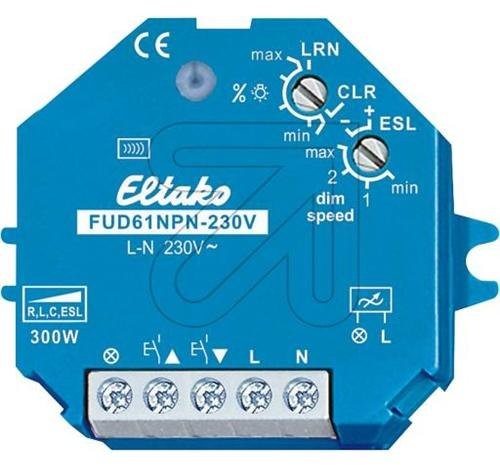 Eltako Funk wzbudnik uniwersalnym włącznik ściemniacza bez N, 230 V, Power MOSFET 300 W, 1 sztuki, fud61np- V FUD61NP-230V