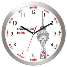 Atrix Aluminiowy zegar ścienny Wieża TV Berlin AL02FB