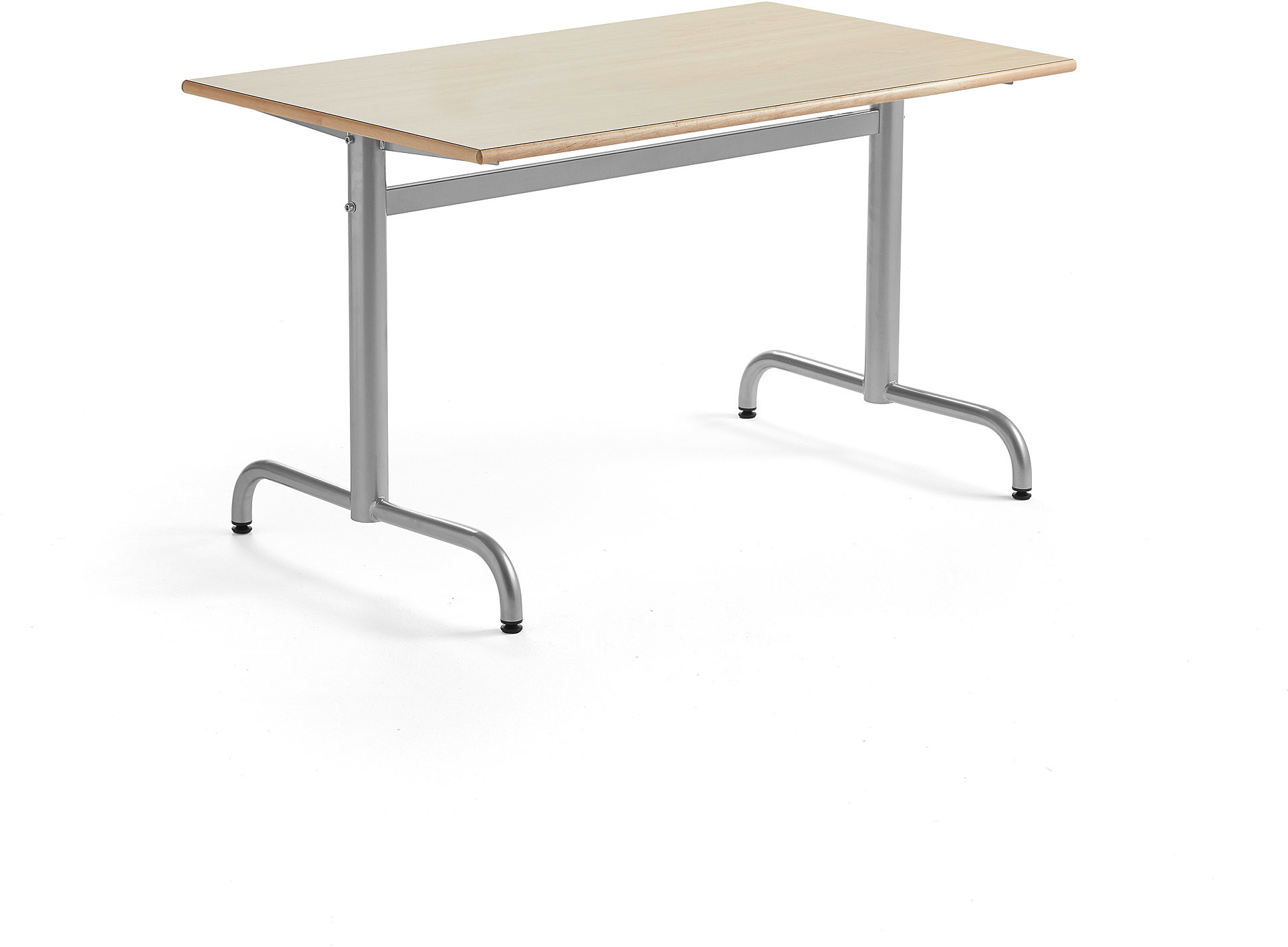 AJ Produkty Stół PLURAL, 1200x700x600 mm, blat HPL, brzoza, srebrny