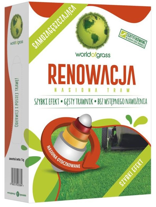 WORLD OF GRASS Nasiona trawy renowacyjnej 1 kg samozagęszczjąca World of grass