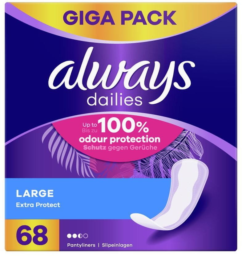 Always wkładki higieniczne Dailies Extra Protect Large 68 szt