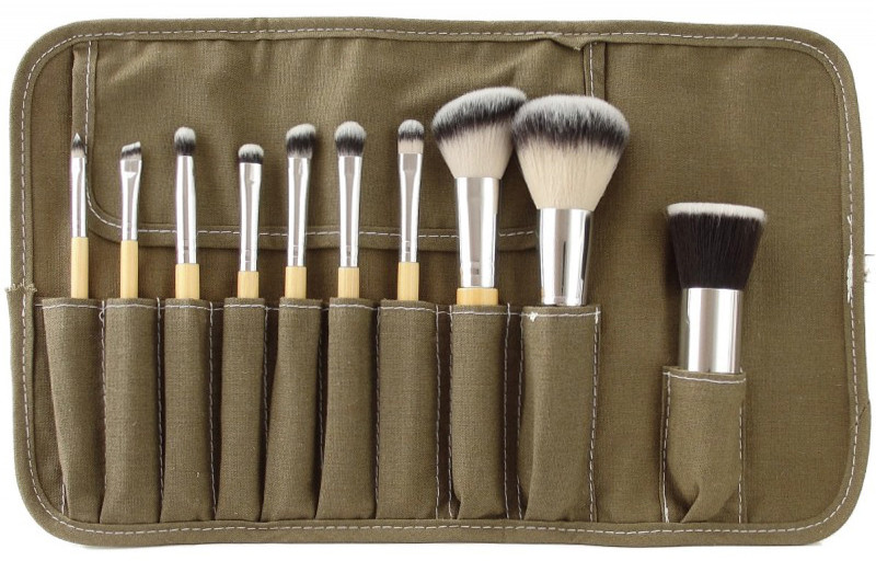 LancrOne SUNSHADE MINERALS - Zestaw 10 pędzli do makijażu + etui - SM101 LANM1DESM