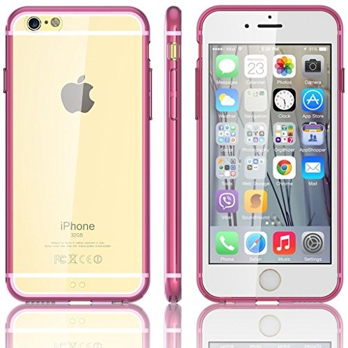 Easyplace easyplace pokrowiec ochronny z kolorową ramki i przezroczystą rueckseitenabdeckung, iPhone 6, elastyczny i trwały + GRATIS folia ochronna iPhone 6 plus 14,0 cm (5,5) COVER/BKTRASP/PH6P/ROSA_EASYPLACE