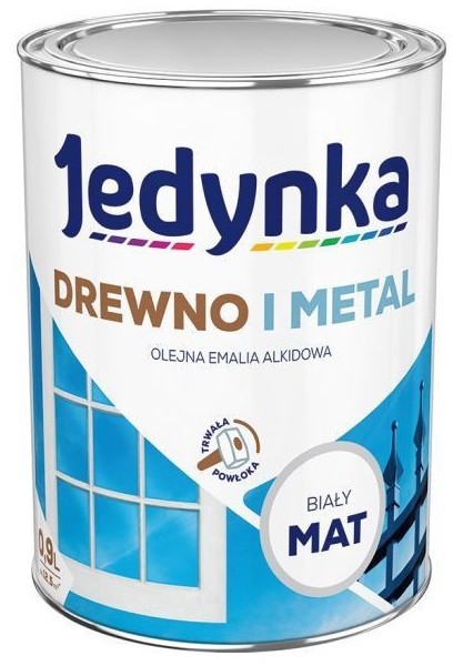 Jedynka Farba Do Drewna I Metalu- matowa, biała, 0.9 l